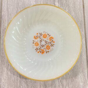 Vintage Temocrisa Mexico Milk Glass Orange Daisies Plate Bowl 9-Inch Diameter